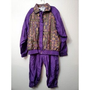 Vintage 90s Westbound Sport‎ Purple Nylon Track Suit Jacket Pants Set Size L